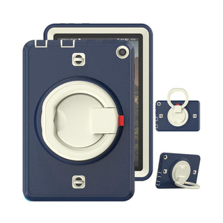 Husa Sigloo, pentru Apple Ipad gen 9/8/7, 10.2inch, Heavy Duty cu protectie 360, rezistenta la socuri cu suport rotativ /protectie ecran, Navy/Crem