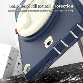 Husa Sigloo, pentru Apple Ipad gen 9/8/7, 10.2inch, Heavy Duty cu protectie 360, rezistenta la socuri cu suport rotativ /protectie ecran, Navy/Crem
