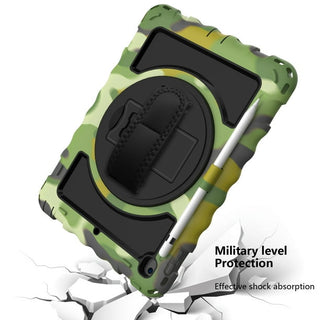 Husa Sigloo, pentru tableta Apple Ipad gen 9/8/7, 10.2 inch, Hybrid 3in1 Rugged Built-in Kickstand 360 › Stand rotativ, curea de mana, Corner Shockproof, Camuflaj
