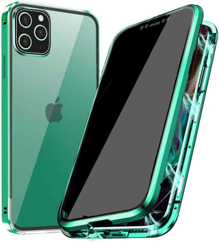 Husa pentru iPhone 15, 360 protection, full body, schelet metalic, protectie fata spate si camera, prindere magnetica, Sigloo, Light Green