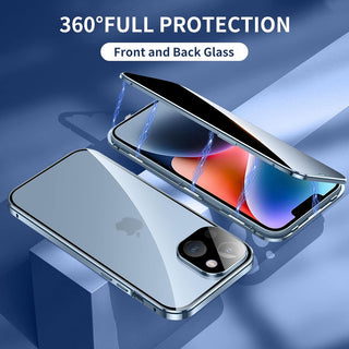 Husa pentru iPhone 13 Pro, 360 protection, full body, schelet metalic, protectie fata spate si camera, prindere magnetica, Sigloo, Light Blue