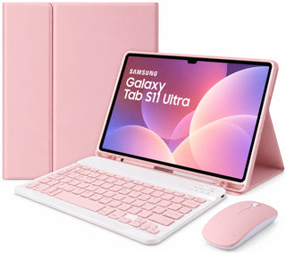 Husă cu Tastatură și Mouse Bluetooth Sigloo pentru Samsung Galaxy Tab S11 Ultra 14.6", Wireless, Pink