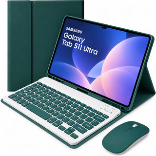Husă cu Tastatură și Mouse Bluetooth Sigloo pentru Samsung Galaxy Tab S11 Ultra 14.6", Wireless, Pine Green
