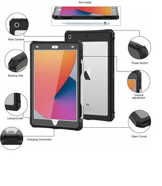 Husa Sigloo, pentru tableta Apple Ipad gen 9/8/7, 10.2", Hybrid 3in1, 360 °protectie, Stand, Waterproof, Negru