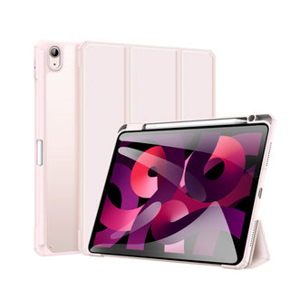 Husa premium tableta Apple iPad Air 11" (2024), Sigloo, interior imitatie piele, suport Smart Pen, spate din PC transparent, rezista la socuri, Pink