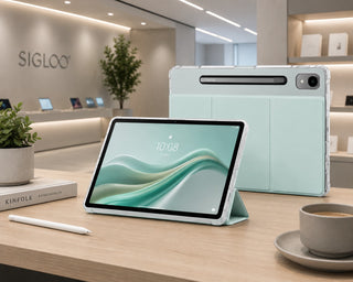 Husa Tableta SIGLOO pentru Lenovo Idea Tab Pro 12.7" si Lenovo P12 12.7", Smart Cover cu Stand Pliabil, Carcasa TPU Transparenta Antisoc, Auto Sleep/Wake, Verde Menta