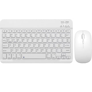 Kit Tastatura + Mouse Wireless Bluetooth Sigloo®, compatibil cu orice tableta, smartphone, laptop, Tv, calculator, Slim, Silentios, Multi-Device (iOS/Android/Windows), Alb