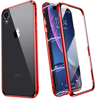 Husa pentru iPhone 13 PRO MAX, 360 protection, full body, schelet metalic, protectie fata spate si camera, prindere magnetica, Sigloo, Red