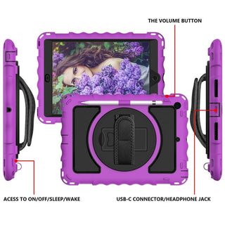 Husa Sigloo, pentru tableta Apple iPad 9th/8th/7th Gen (2021/2020/2019) - Protectie completa, stand, curea umar, suport pen, Violet