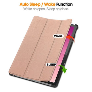 Husa tableta Lenovo Tab P12 (TB370FU) 12.7 inch, 2023, functie sleep/wake-up, ultralight de tip stand, Sigloo, Golden
