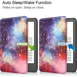 Husa pentru Kindle Paperwhite 2024 (12th gen), Signature Edition sau Kindle Colorsoft Signature Edition, 7", Sigloo, Slim, functie sleep/wake-up, Galaxy