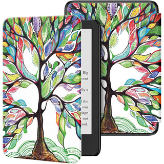Husa pentru Kindle Paperwhite 2024 (12th gen), Signature Edition sau Kindle Colorsoft Signature Edition, 7", Sigloo, Slim, functie sleep/wake-up, Painted Tree