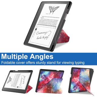 Husa Slim Sigloo pentru Kindle Scribe 10.2 inci (2022 & 2024) - Suport tip Origami, Piele PU, Suport Stilou, Functie Auto Sleep/Wake, model Cer Instelat