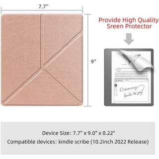 Husa Slim Sigloo pentru Kindle Scribe 10.2 inci (2022 & 2024) - Suport tip Origami, Piele PU, Suport Stilou, Functie Auto Sleep/Wake, model Golden