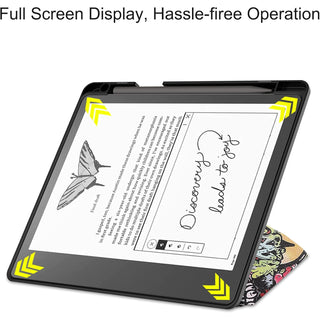 Husa Slim Sigloo pentru Kindle Scribe 10.2 inci (2022 & 2024) - Suport tip Origami, Piele PU, Suport Stilou, Functie Auto Sleep/Wake, model Graffiti