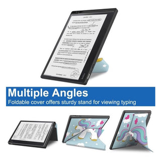 Husa Slim Sigloo pentru Kindle Scribe 10.2 inci (2022 & 2024) - Suport tip Origami, Piele PU, Suport Stilou, Functie Auto Sleep/Wake, model Unicorn