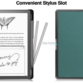 Husa Slim Sigloo pentru Kindle Scribe 10.2 inci (2022 & 2024) - Piele PU, Suport Stilou, Functie Auto Sleep/Wake, culoare Pine Green
