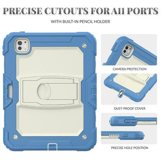 Husa premium Sigloo pentru Apple iPad Mini 7/6 (2024/2021), 8.3", Protectie Completa, Suport Creion, Stand built in, Curea Umar, Anti-Soc, Bleu