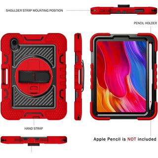 Husa premium Sigloo pentru Apple iPad Mini 7/6 (2024/2021), 8.3", Protectie Completa, Suport Creion, Stand built in, Curea Umar, Anti-Soc, Rosu