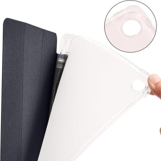 Husa premium pentru Lenovo Tab M10 Plus, 10.6", (3rd gen)(TB-125F/TB-128F), Sigloo, interior de piele sintetica, suport Smart Pen, spatele din policarbonat transparent, rezistent la socuri, Black