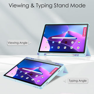 Husa premium pentru Lenovo Tab M10 Plus, 10.6", (3rd gen)(TB-125F/TB-128F), Sigloo, interior de piele sintetica, suport Smart Pen, spatele din policarbonat transparent, rezistent la socuri, Blue