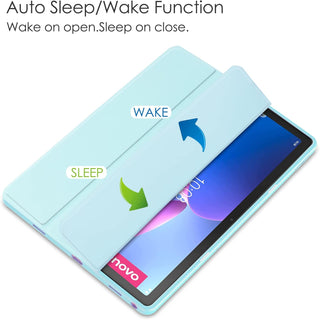 Husa premium pentru Lenovo Tab M10 Plus, 10.6", (3rd gen)(TB-125F/TB-128F), Sigloo, interior de piele sintetica, suport Smart Pen, spatele din policarbonat transparent, rezistent la socuri, Blue