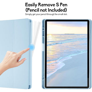 Husa premium pentru Samsung Galaxy Tab S9 / S9 Fe, 11 inch, Sigloo, UltraSlim tip stand functie sleep/wake-up si slot pentru S-Pen, Blue