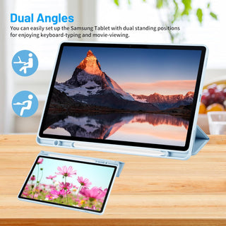 Husa premium pentru Samsung Galaxy Tab S9 / S9 Fe, 11 inch, Sigloo, UltraSlim tip stand functie sleep/wake-up si slot pentru S-Pen, Blue