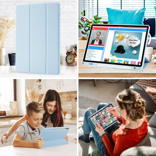 Husa premium pentru Samsung Galaxy Tab S9 / S9 Fe, 11 inch, Sigloo, UltraSlim tip stand functie sleep/wake-up si slot pentru S-Pen, Blue