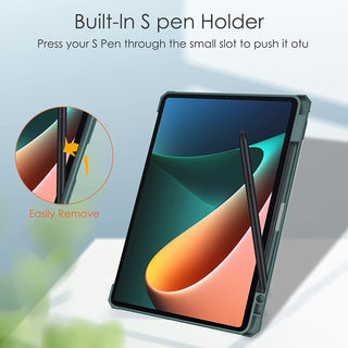 Husa premium pentru Samsung Galaxy Tab S6 Lite (P610/P 613/P615), 10.4", Sigloo, interior de piele sintetica, suport Smart Pen, spatele din policarbonat transparent, rezistent la socuri, Blue