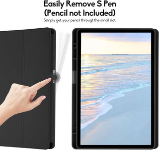 Husa premium pentru Samsung Galaxy Tab S9 / S9 Fe, 11 inch, Sigloo, UltraSlim tip stand functie sleep/wake-up si slot pentru S-Pen, Black
