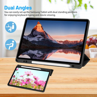 Husa premium pentru Samsung Galaxy Tab S9 / S9 Fe, 11 inch, Sigloo, UltraSlim tip stand functie sleep/wake-up si slot pentru S-Pen, Black