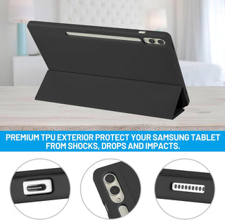 Husa premium pentru Samsung Galaxy Tab S9 / S9 Fe, 11 inch, Sigloo, UltraSlim tip stand functie sleep/wake-up si slot pentru S-Pen, Black