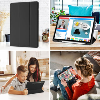 Husa premium pentru Samsung Galaxy Tab S9 / S9 Fe, 11 inch, Sigloo, UltraSlim tip stand functie sleep/wake-up si slot pentru S-Pen, Black