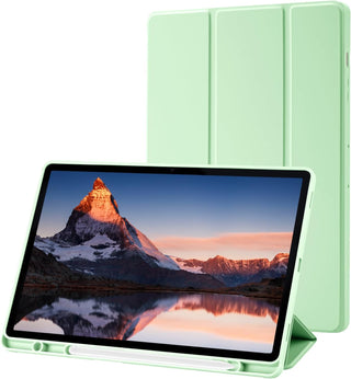 Husa premium pentru Samsung Galaxy Tab S9 / S9 Fe, 11 inch, Sigloo, UltraSlim tip stand functie sleep/wake-up si slot pentru S-Pen, Green