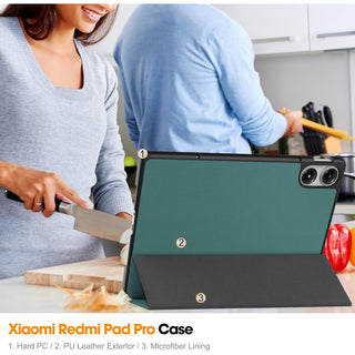 Husa pentru Xiaomi Redmi Pad PRO 12.1 inch UltraSlim de tip stand functie sleep/wake-up, Sigloo, Pine Green