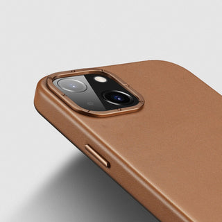 Carcasa DuxDucis GRIT Leather compatibila cu iPhone 14, MagSafe, Maro