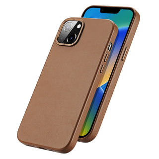 Carcasa DuxDucis GRIT Leather compatibila cu iPhone 14, MagSafe, Maro
