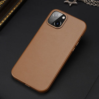 Carcasa DuxDucis GRIT Leather compatibila cu iPhone 14, MagSafe, Maro