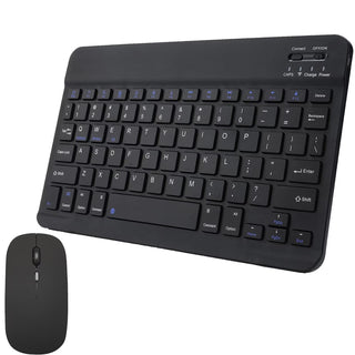Kit Tastatura + Mouse Wireless Bluetooth Sigloo®, compatibil cu orice tableta, smartphone, laptop, Tv, calculator, Slim, Silentios, Multi-Device (iOS/Android/Windows), Negre