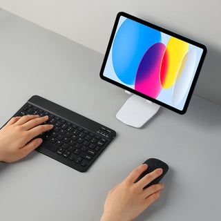 Kit Tastatura + Mouse Wireless Bluetooth Sigloo®, compatibil cu orice tableta, smartphone, laptop, Tv, calculator, Slim, Silentios, Multi-Device (iOS/Android/Windows), Negre