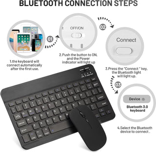 Kit Tastatura + Mouse Wireless Bluetooth Sigloo®, compatibil cu orice tableta, smartphone, laptop, Tv, calculator, Slim, Silentios, Multi-Device (iOS/Android/Windows), Alb