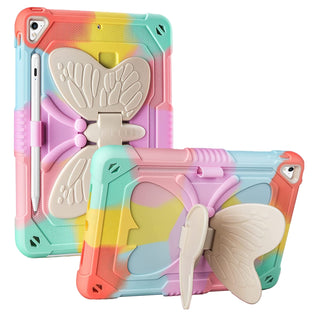 Husa Sigloo pentru Apple iPad 9th/8th/7th Gen (2021/2020/2019), 10.2'', Protectie Completa, Suport Creion, Stand Fluture, Curea Umar, Anti-Soc, Roz Multicolor