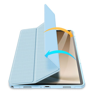 Husa premium pentru Samsung Galaxy Tab A11/A9(2025/2023), 8.7", Sigloo, interior de piele sintetica, suport Smart Pen, spatele din policarbonat transparent, rezistent la socuri, Blue