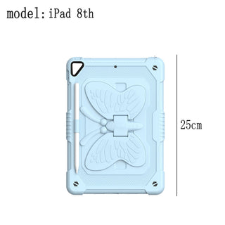 Husa Sigloo pentru Apple iPad 9th/8th/7th Gen (2021/2020/2019), 10.2'', Protectie Completa, Suport Creion, Stand Fluture, Curea Umar, Anti-Soc, Albastru Pal