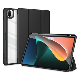 Husa premium pentru Samsung Galaxy Tab A11/A9(2025/2023), 8.7", Sigloo, interior de piele sintetica, suport Smart Pen, spatele din policarbonat transparent, rezistent la socuri, Black