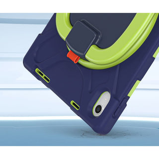 Husa Sigloo pentru Apple iPad Mini 7/6 (2024/2021), 8.3", Protectie Completa, Suport Creion, Stand rotativ, Anti-Soc, Albastru cu verde