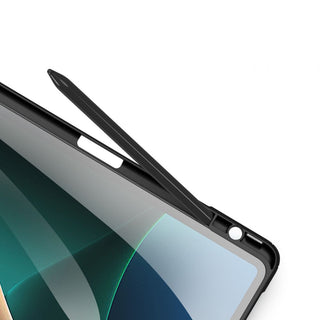 Husa premium pentru Samsung Galaxy Tab S6 Lite (P610/P 613/P615/P619), 10.4", Sigloo, interior de piele sintetica, suport Smart Pen, spatele din policarbonat transparent, rezistent la socuri, Black