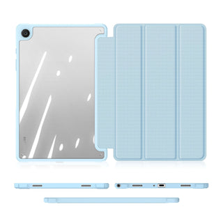 Husa premium pentru Samsung Galaxy Tab A11/A9(2025/2023), 8.7", Sigloo, interior de piele sintetica, suport Smart Pen, spatele din policarbonat transparent, rezistent la socuri, Blue