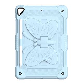 Husa Sigloo pentru Apple iPad 9th/8th/7th Gen (2021/2020/2019), 10.2'', Protectie Completa, Suport Creion, Stand Fluture, Curea Umar, Anti-Soc, Albastru Pal